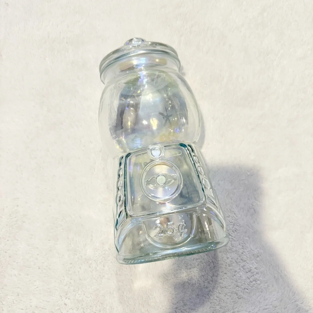 Iridescent Clear Gumball Machine Glass Jar